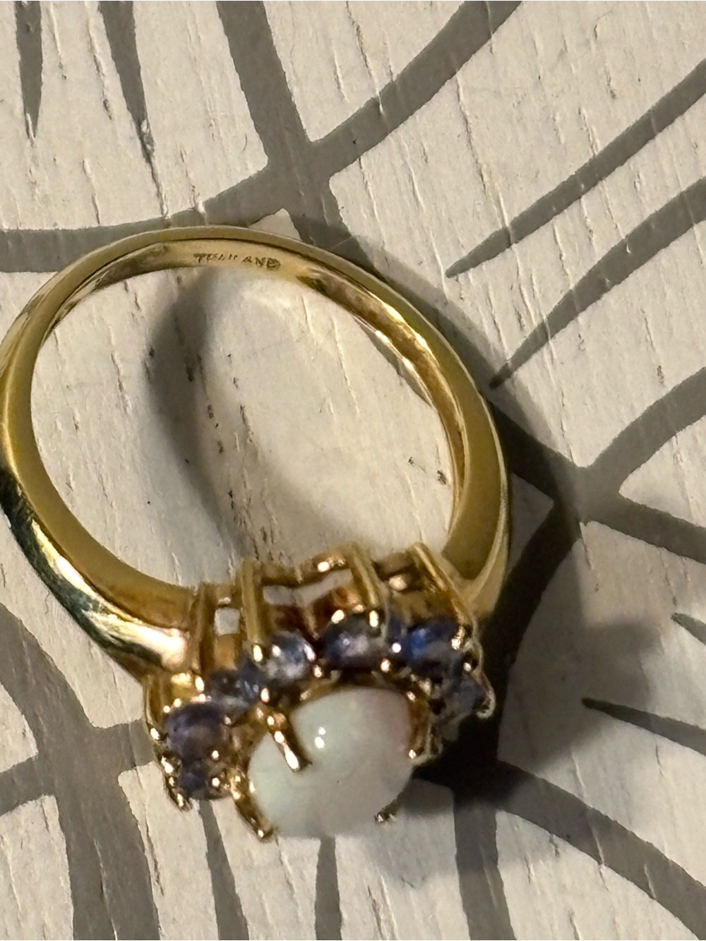 Opal and Tanzanite 14KT Gold Ring - Picture 10 of 11